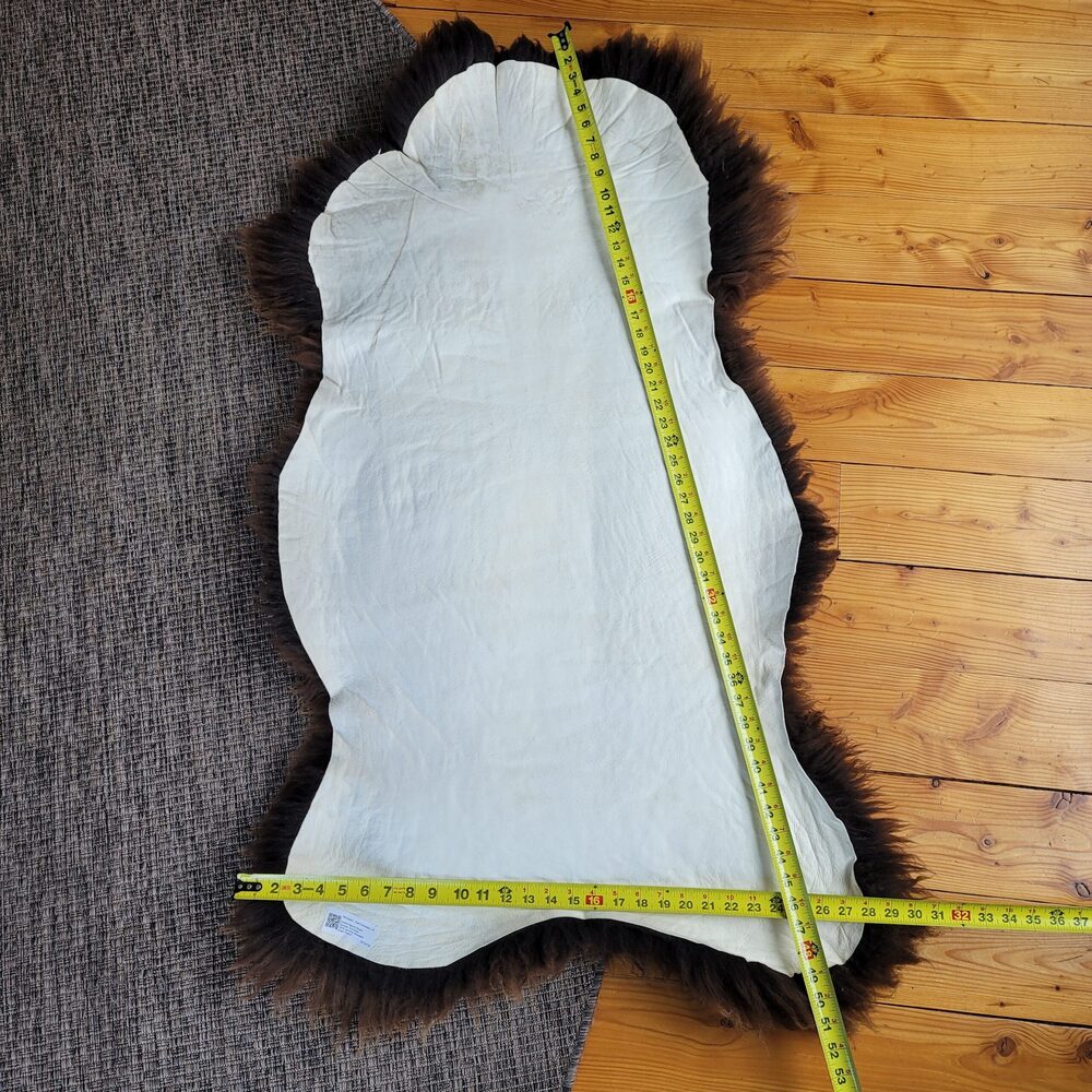 XXL Thick Lofty Natural Brown Sheepskin Rug - Large Genuine Sheep Pelt 52" x 31" - Picture 5 of 9